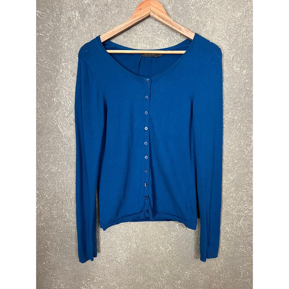 The Limited Blue Long Sleeve Button Front Cardigan Cotton Stretch Size Medium